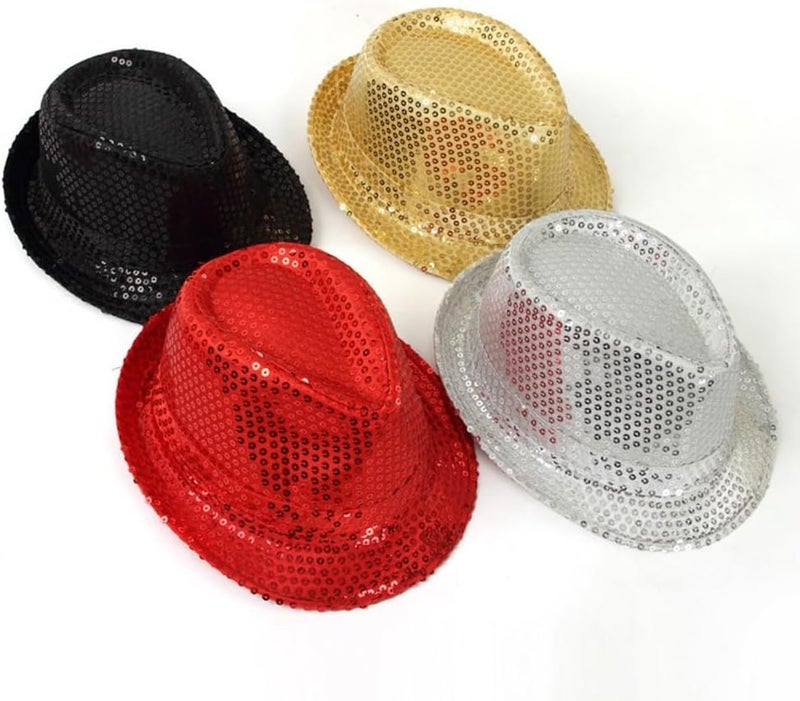 Ankelesz Sequin Hat for Man and Women,Western Sequin Fedora Hat Bling Dance Hats - Image 4